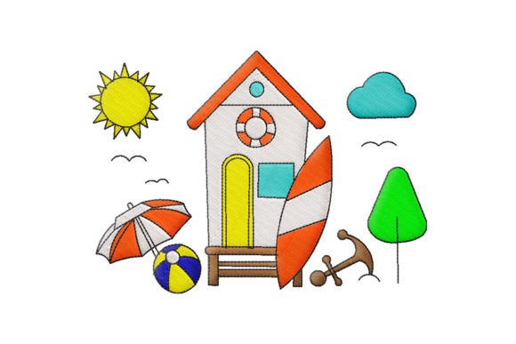 Beach House Embroidery Design Review for Etsy